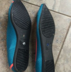 rothys teal neon stripe